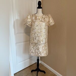 ✨ NWT J.Crew Ivory Gold Floral Jacquard Blouse (Size S) & Skirt (Size 4)